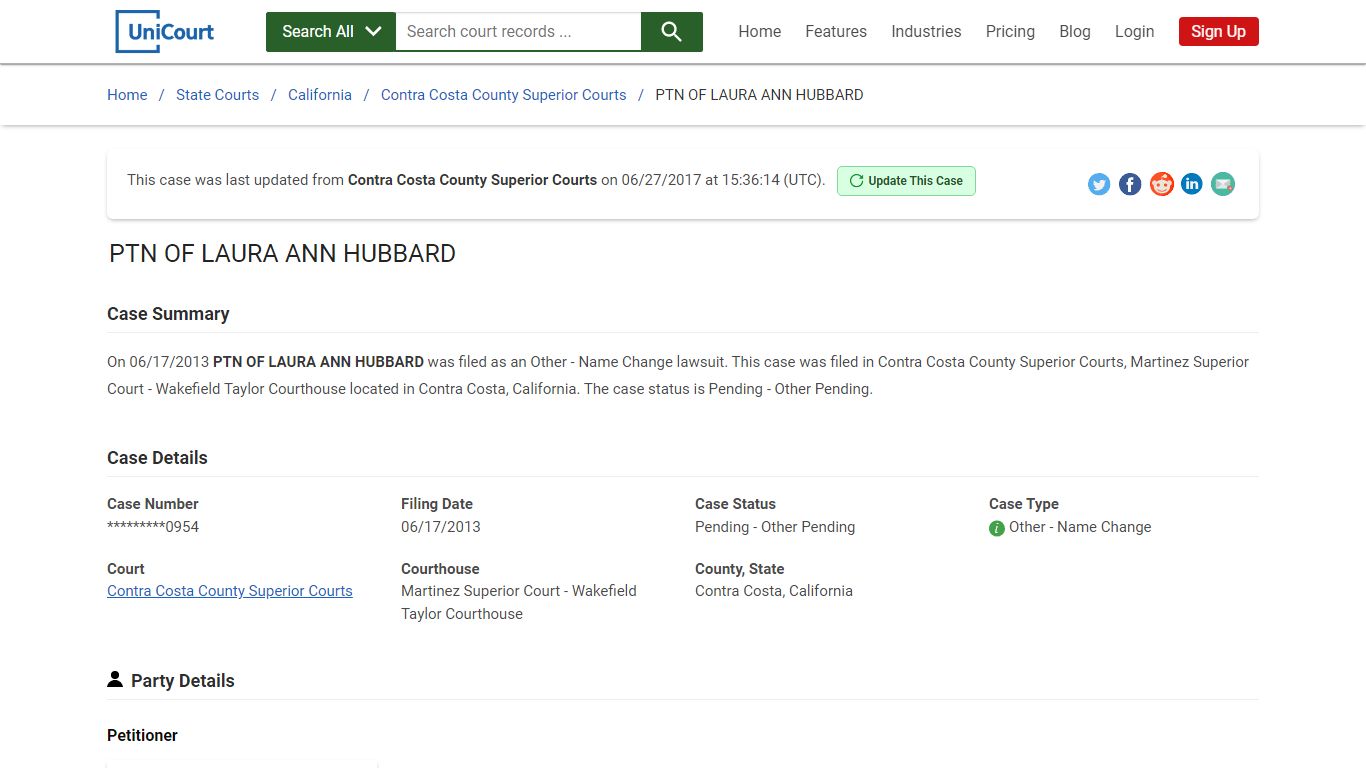PTN OF LAURA ANN HUBBARD | Court Records - UniCourt